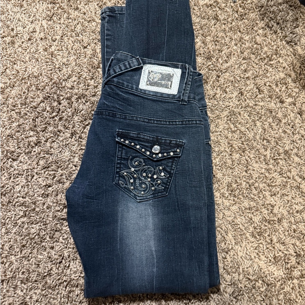 Y2K Embellished Dark Blue Women Jeans